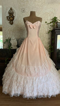 Load image into Gallery viewer, Beautiful 1980’s Vintage Pink Lace and Taffeta Strapless Dream Dress
