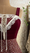 Load image into Gallery viewer, Perfect 1970’s Vintage Red Calico and velveteen Gunne Sax Maxi Sundress
