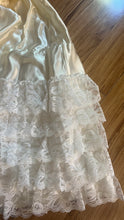 Load image into Gallery viewer, Perfect Cupcake 1970&#39;s Vintage Ivory Satin and White Lace Gown
