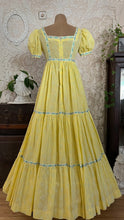 Load image into Gallery viewer, Handmade vintage Yellow Flocked Heart Wreath Voile Princess Dress
