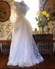 Load image into Gallery viewer, Beautiful 1970’s Vintage Lace and Pleated Chiffon Bridal Wedding Dress
