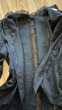 Load image into Gallery viewer, 1980's Vintage Coal Black Silk and Lace blouse by Royal Silk
