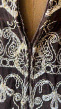 Load image into Gallery viewer, 1960’s Vintage Embroidered Cocoa Velveteen Maxi by Joseph Magnin
