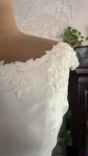 Load image into Gallery viewer, Breathtaking 1950’s Vintage Dove White Chiffon and Antique Rose Lace Bridal Gown Wedding Dress
