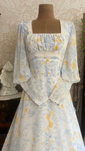 Load image into Gallery viewer, Beautiful 1970’s vintage White Voile Marigold Print Gunne Sax dress
