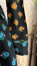 Load image into Gallery viewer, Rare Marigold Print 1970’s vintage black calico Gunne Sax midi dress
