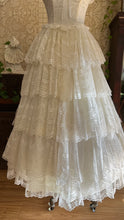 Load image into Gallery viewer, Perfect 1980’s Vintage White Satin and Tiered Lace Dream Dress
