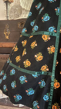Load image into Gallery viewer, Rare Marigold Print 1970’s vintage black calico Gunne Sax midi dress

