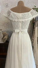 Load image into Gallery viewer, Amazing 1970’s Vintage Ivory Crepe Voile and Lace Gunne Sax Flounced Sundress
