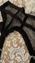 Load image into Gallery viewer, Unusual Pinup 1950’s vintage Black Mesh and Ribbon Garter Belt by Simone
