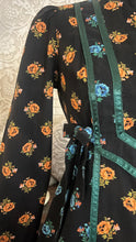 Load image into Gallery viewer, Rare Marigold Print 1970’s vintage black calico Gunne Sax midi dress
