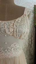 Load image into Gallery viewer, Spectacular 1950’s vintage pleated peach chiffon peignoir nightgown and robe set
