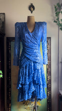 Load image into Gallery viewer, 1980’s Vintage Royal Blue Lace Dress by A La Carte
