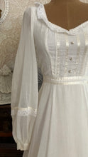 Load image into Gallery viewer, Dreamy 1970’s vintage Ivory Swiss Dot Voile Gunne Sax dress
