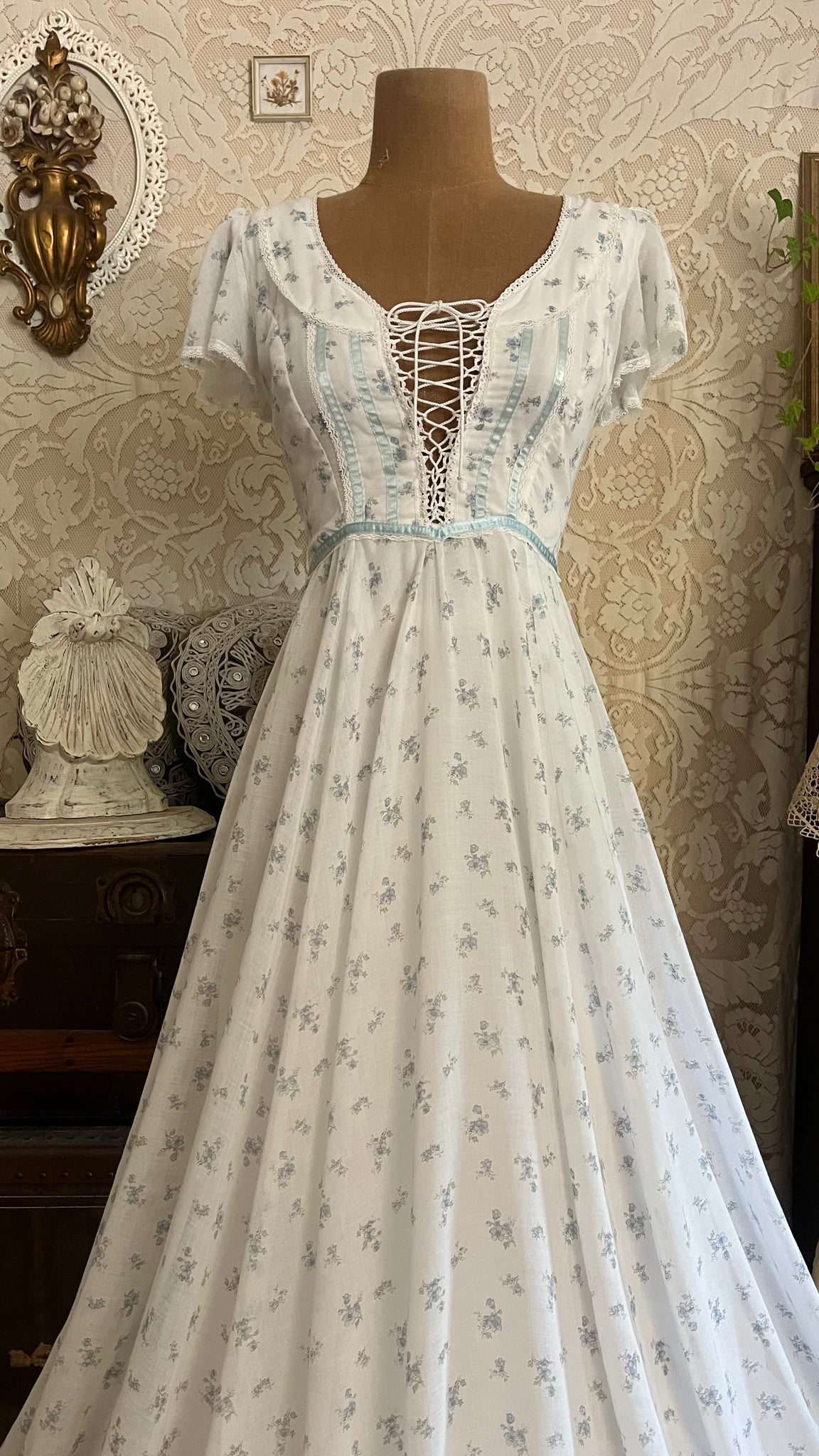 gunne sax blue dress Vintage Gunne Sax Blue Corset Dress - XS/S