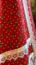 Load image into Gallery viewer, Bright and Beautiful 1970’s Vintage Red Calico Midi Skirt
