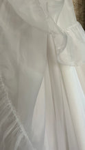 Load image into Gallery viewer, 1950’s Vintage One Shoulder Ruffled White Chiffon Gown by Mike Benet Formals
