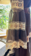 Load image into Gallery viewer, 1970’s Vintage Chocolate Brown and Cinnamon Angel Sleeve Dress by Roberta
