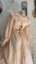 Load image into Gallery viewer, Deadstock 1970’s Vintage Peach Pink Floral Print Voile Gunne Sax Dress
