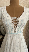 Load image into Gallery viewer, 1970’s vintage blue floral print Gunne sax maxi dress
