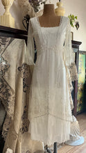 Load image into Gallery viewer, Pretty 2000’s Y2K era Ivory and White Embroidered Net Dress and Slip by Nataya
