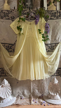 Load image into Gallery viewer, Authentic 1950’s sunshine yellow chiffon Vanity Fair peignoir nightgown and robe set
