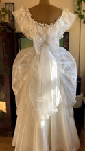 Load image into Gallery viewer, Baroque Fairytale 1980’s Vintage White Organza Jessica McClintock Bridal Gunne Sax Wedding Gown
