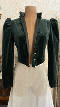 Load image into Gallery viewer, Fantastic Dark Sage Green Velveteen Cropped Gunne Sax Jacket
