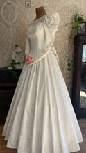 Load image into Gallery viewer, Fairytale 1980’s Vintage White Floral Cotton Bridal Gown by Laura Ashley
