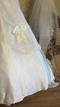 Load image into Gallery viewer, Stunning 1980’s Vintage White Satin and Tiered Lace Dream Dress
