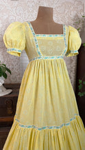 Load image into Gallery viewer, Handmade vintage Yellow Flocked Heart Wreath Voile Princess Dress

