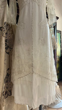 Load image into Gallery viewer, Pretty 2000’s Y2K era Ivory and White Embroidered Net Dress and Slip by Nataya
