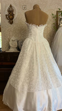 Load image into Gallery viewer, Stunning 1980’s Vintage White Satin and Tiered Lace Dream Dress
