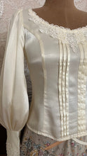 Load image into Gallery viewer, 1970’s vintage Butter Cream Satin Gunne Sax Button Back Blouse
