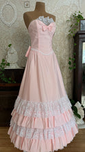 Load image into Gallery viewer, 1980’s Vintage Pink Lace and Taffeta Strapless Dream Dress

