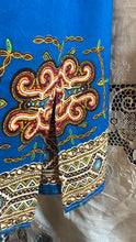 Load image into Gallery viewer, Outrageous 1970’s Vintage Angel Sleeve Infinity Knot Dashiki Print Caftan Kaftan Dress

