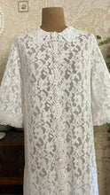 Load image into Gallery viewer, Pretty 1950’s 1960s White Alencon Lace Peignoir Robe
