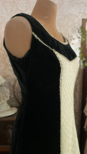 Load image into Gallery viewer, Medieval vibes 1970’s vintage Darkest Green Velveteen Candi Jones Dress
