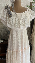 Load image into Gallery viewer, 1980’s Vintage Butter Cream Lace Off Shoulder Candi Jones Dress
