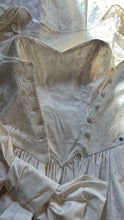 Load image into Gallery viewer, Fairytale 1980’s Vintage White Floral Cotton Bridal Gown by Laura Ashley
