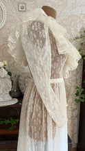 Load image into Gallery viewer, Ethereal Homemade 1970’s Vintage Sheer Ivory Lace Gunne Dress
