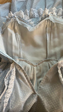 Load image into Gallery viewer, Teeny 1980's vintage Powder Blue Swiss Dot Chiffon Gunne Sax gown
