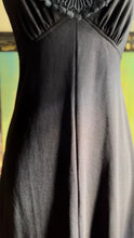 Load image into Gallery viewer, Slinky 1970’s Vintage Black Crochet Collar Halter Maxi Dress

