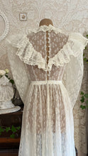 Load image into Gallery viewer, Ethereal Homemade 1970’s Vintage Sheer Ivory Lace Gunne Dress
