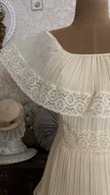 Load image into Gallery viewer, Butter Cream Cotton Crepe 1970’s 1980’s Vintage Off Shoulder Dress
