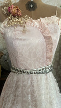 Load image into Gallery viewer, Soft Lilac 1980’s vintage pink satin and lace dress
