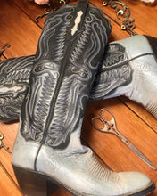 Load image into Gallery viewer, Beautiful 1970’s 1980’s Vintage Handmade Storm Gray Leather Thunderbird Western Boots
