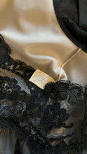 Load image into Gallery viewer, 1950’s Vintage Black and Peach Chiffon Illusion Vanity Fair Peignoir Nightgown 32
