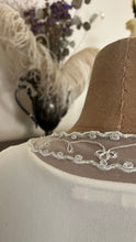Load image into Gallery viewer, Pretty 2000’s Y2K era Ivory and White Embroidered Net Dress and Slip by Nataya
