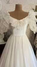 Load image into Gallery viewer, Fairytale 1980’s Vintage Dove White Silk Organza Bridal Gown by Laura Ashley
